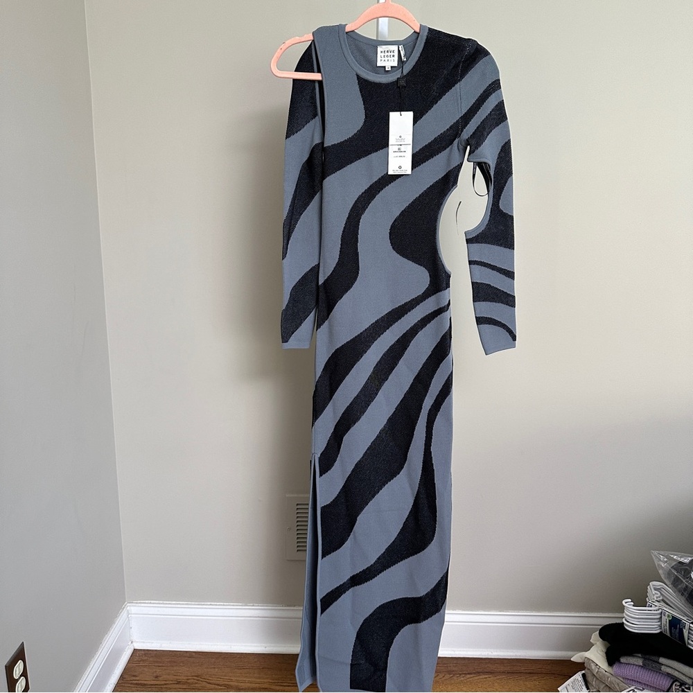 HERVE LEGER ABSTRACT JACQUARD GOWN size XS NWT - Picture 3 of 8